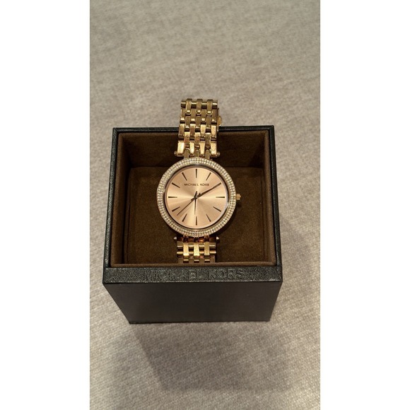 Michael Kors Accessories - Michael Kors MK3192 Rose Gold Crystal Bezel Women's Watch Needs Battery
